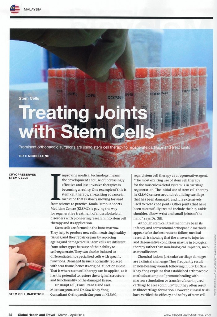 Dr Ranjit - Global Health & Travel - Treating Joints with Stem Cells - Pg 1 - Edit
