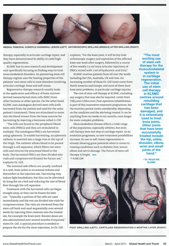 Dr Ranjit - Global Health & Travel - Treating Joints with Stem Cells - Pg 2 - Edit